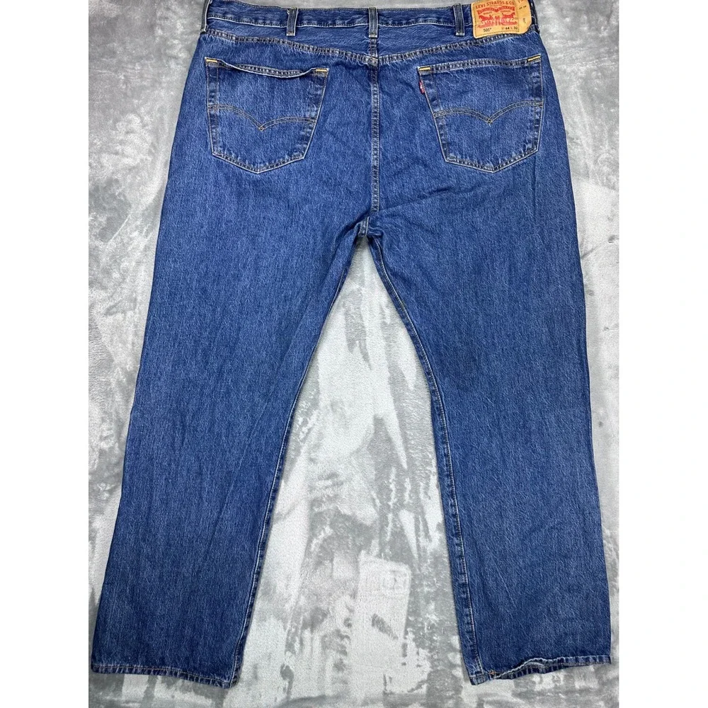 Levis 501 Original Fit Mens Blue Denim Straight Leg Button Fly Jeans 44x32